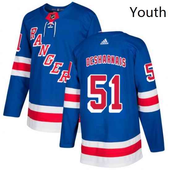 Youth Adidas New York Rangers 51 David Desharnais Authentic Royal Blue Home NHL Jersey